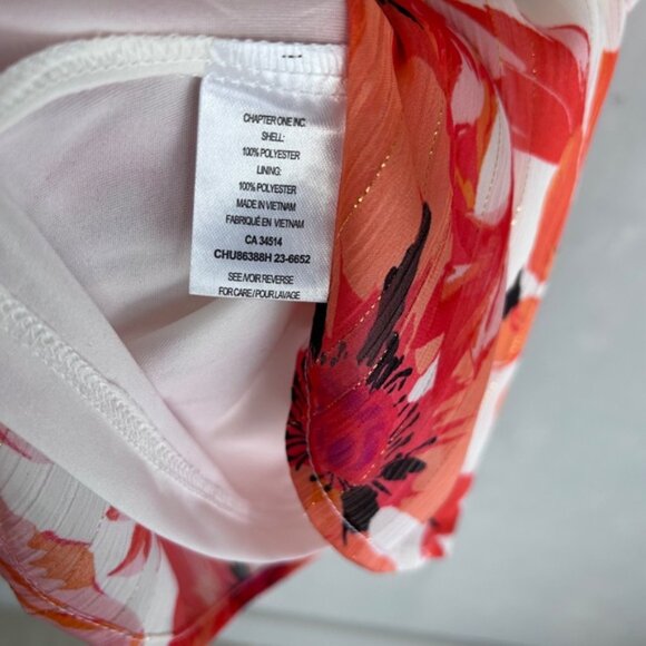 Haver and Blair plus size 2X blouse chiffon ruffle sleeve white orange floral - Picture 11 of 12
